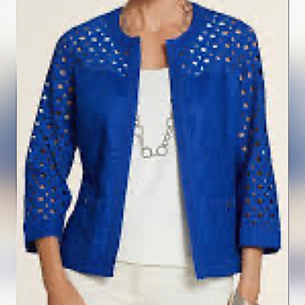 Eyelet Mix Pattern Linen Jacket - image 1